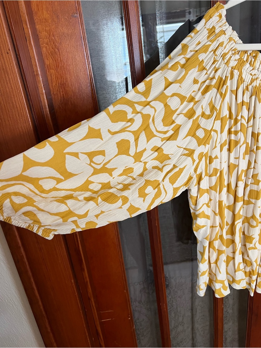 Terra & Sky Amber Glow Floral Off-Shoulder Pleated Top View 5